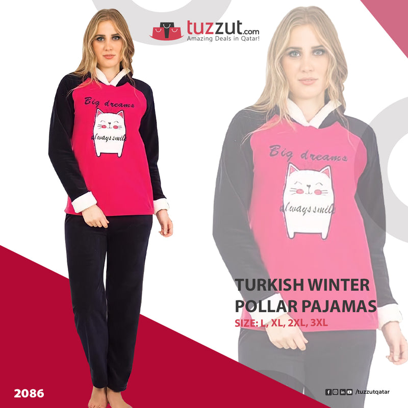 Turkish Winter Polar Pajama Nightwear Homewear - 2086 - Tuzzut.com Qatar Online Shopping