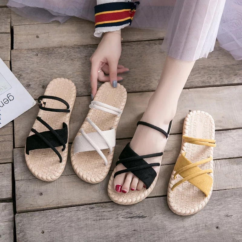 Haiyu flip flops for women Thick-Soled Slippers Female Summer