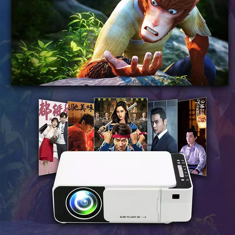 T5 Portable LED 1080P Video HD Projector 100 ANSI Lumens 800*400 Wi-Fi Ready With HDMI, VGA, AV, USB, SD Card - Tuzzut.com Qatar Online Shopping