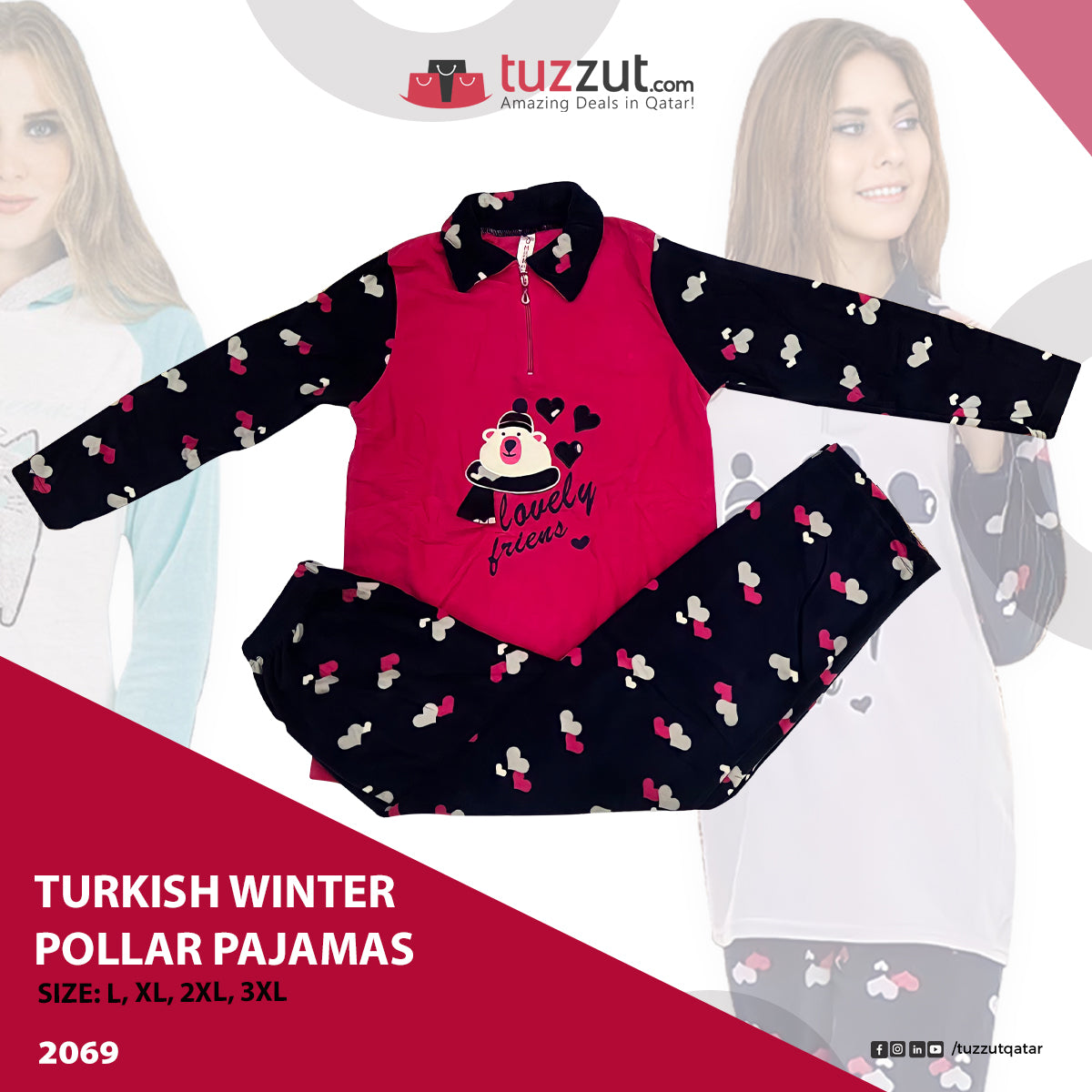 Turkish Winter Polar Pajama Nightwear Homewear - 2069PB Turkish Winter Polar Pajama Nightwear Homewear - 2069PB