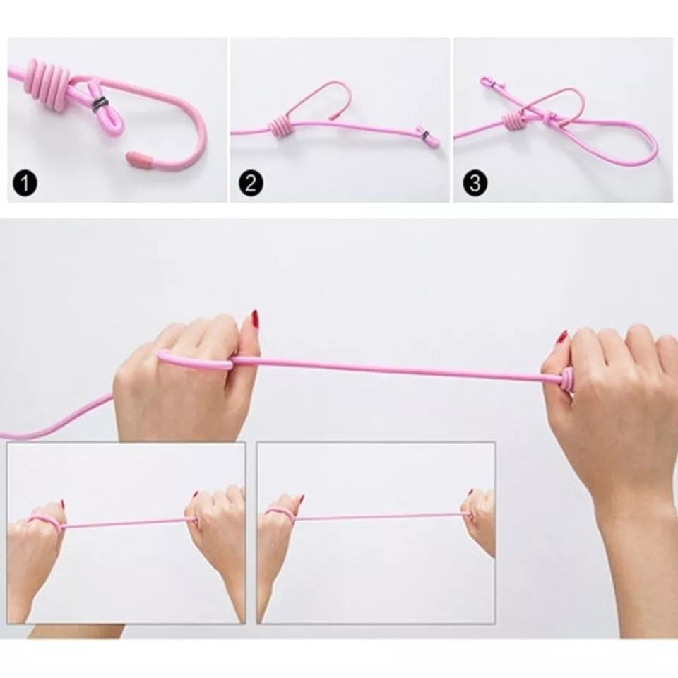 Portable Multi Functional Elastic Drying Rope with 12 Clips 1.8 m Long (the maximum stretch to: 3.8m) Set of 2 Ropes Portable Multi Functional Elastic Drying Rope with 12 Clips 1.8 m Long (the maximum stretch to: 3.8m) Set of 2 Ropes