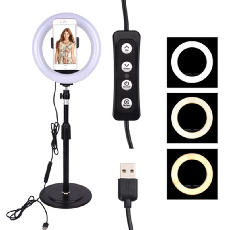 8 Inch LED Ring Light 3 Light Modes Ring Light With Phone Stand For Live Streaming, Tiktok, Photography, etc - Tuzzut.com Qatar Online Shopping