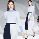 Women’s Casual Autumn Winter Turtleneck Stripe Belt Top And Skirt Dresses - Tuzzut.com Qatar Online Shopping
