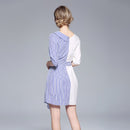 Women’s Summer Fashion Party Elegant Stitching Striped Irregular Shirt Bow Tie Loose  Dresses - Tuzzut.com Qatar Online Shopping