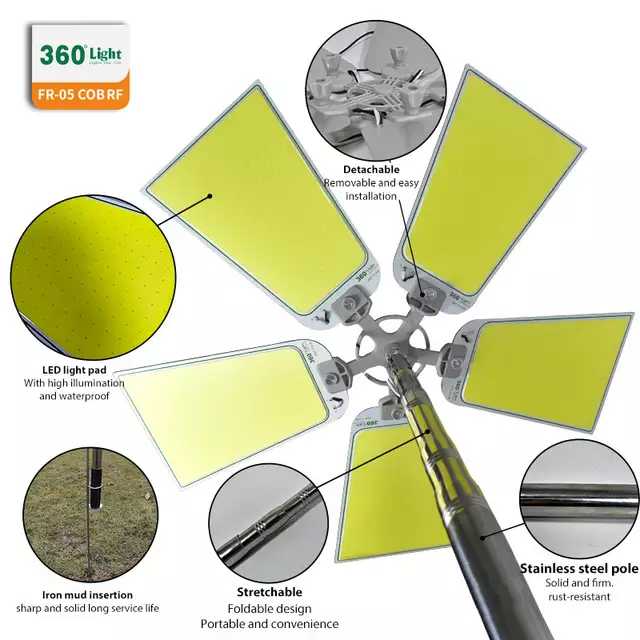 360° Multifunction Outdoor 1250W LED Super Bright Tent Light Rod Remote Control Camping Lantern - Tuzzut.com Qatar Online Shopping
