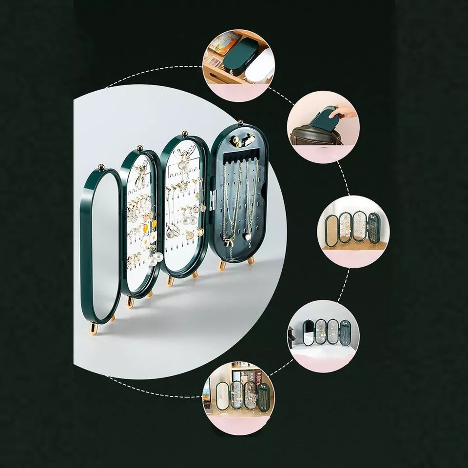 Foldable Luxury Jewelry Storage Box with Mirror Foldable Luxury Jewelry Storage Box with Mirror