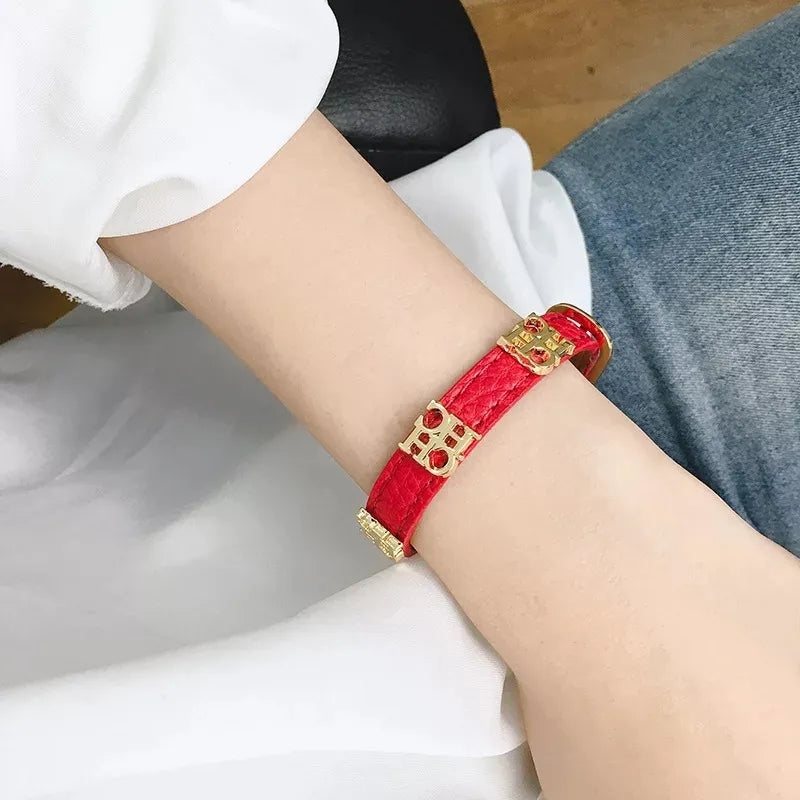 PU Leather CH Steel Letter Charms Bracelet X1398676 PU Leather CH Steel Letter Charms Bracelet X1398676