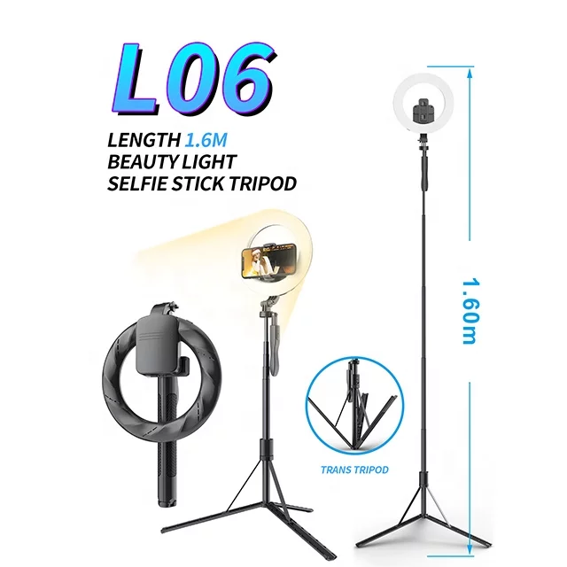 L06 Rechargeable Selfie Stick Tripod With Ring Light - Tuzzut.com Qatar Online Shopping