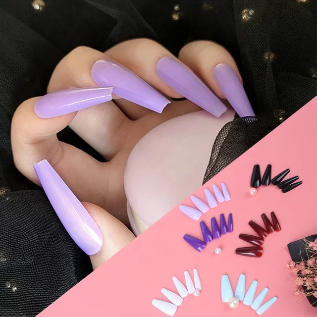 Blue Box 100Pcs Candy Solid Color Ballet Nail Trapezoidal False Nail Blue Box 100Pcs Candy Solid Color Ballet Nail Trapezoidal False Nail