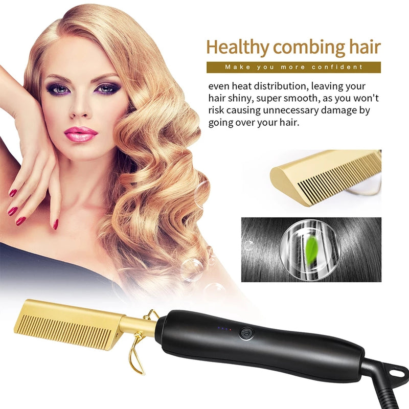 2 in 1 High Heat Hair Straightener Curler Press Comb - TUZZUT Qatar Online Store