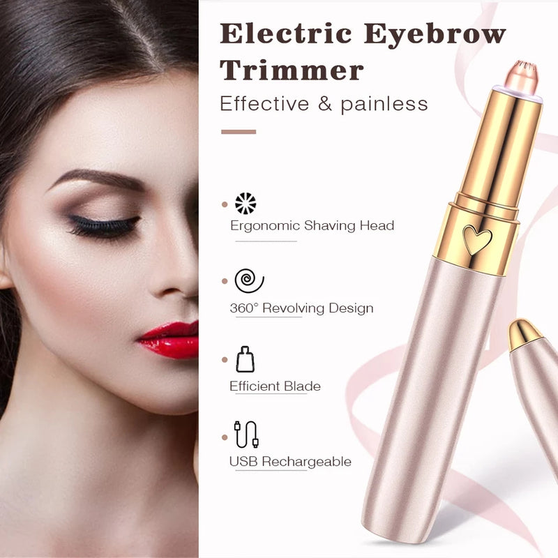 Painless Mini Rechargeable Eyebrow Trimmer Brows Pen Hair Remover - Tuzzut.com Qatar Online Shopping