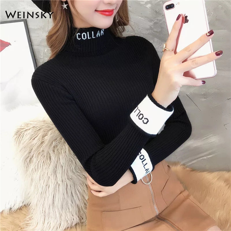 Women's Fashion High Collar Knitting Sweater Women's Fashion High Collar Knitting Sweater