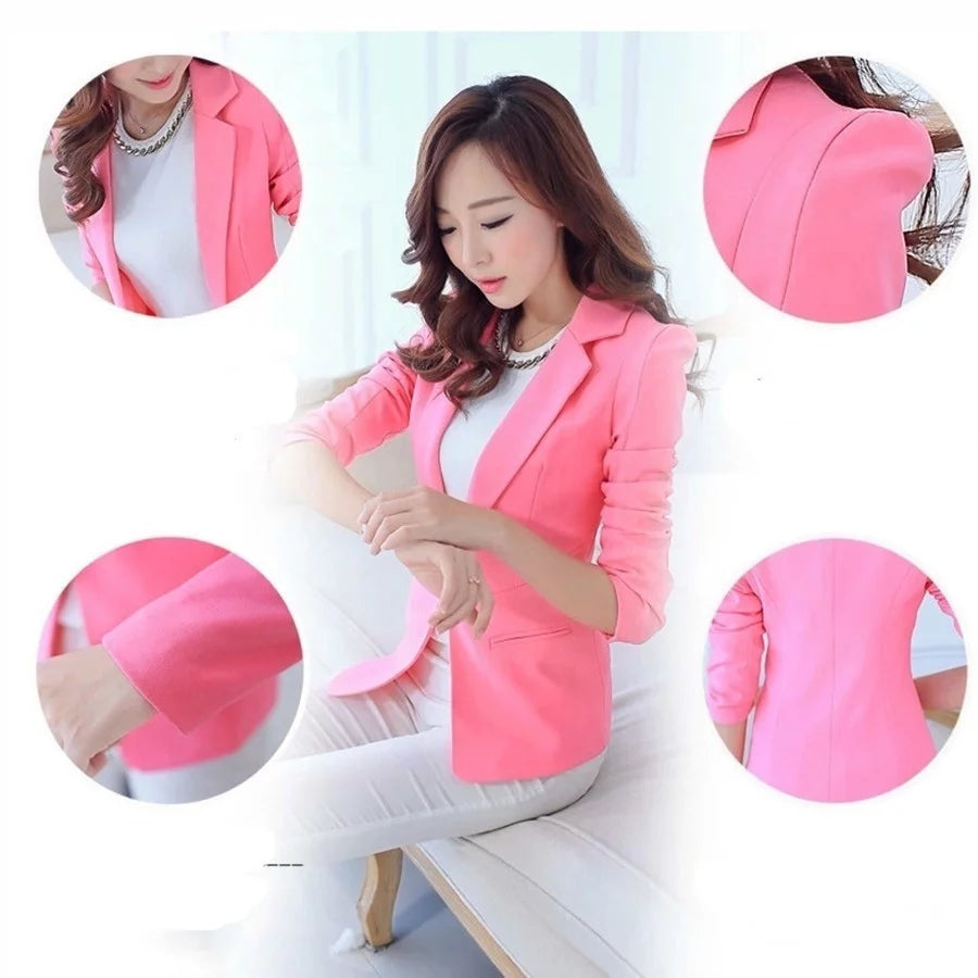 Women Fashion Casual Blazer Slim Fit Business Basic Jacket Lady Work Wear Women Fashion Casual Blazer Slim Fit Business Basic Jacket Lady Work Wear
