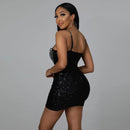 Ladies Fashion Suspender Polyester Mesh Hot Drill Stitching Bead Piece Party Buttock Dress S S4616826 - Tuzzut.com Qatar Online Shopping