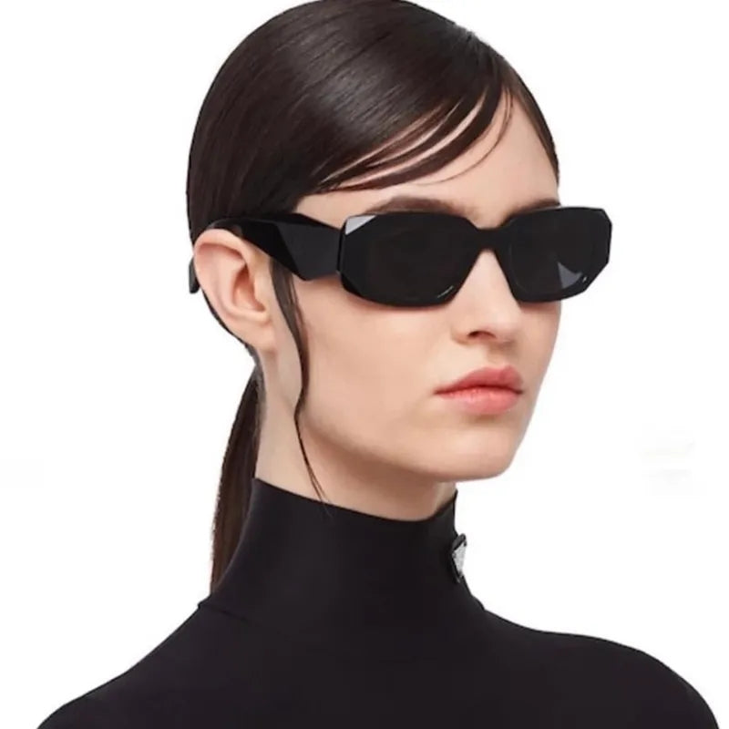 Rectangle Wide Leg Retro Sunglasses Women UV400 Polarized Small Eyewear Fashion Acetate Eyeglasses