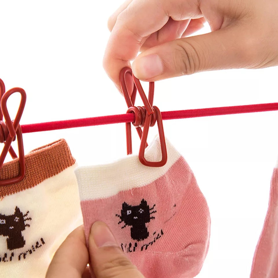 Portable Multi Functional Elastic Drying Rope with 12 Clips 1.8 m Long (the maximum stretch to: 3.8m) Set of 2 Ropes Portable Multi Functional Elastic Drying Rope with 12 Clips 1.8 m Long (the maximum stretch to: 3.8m) Set of 2 Ropes