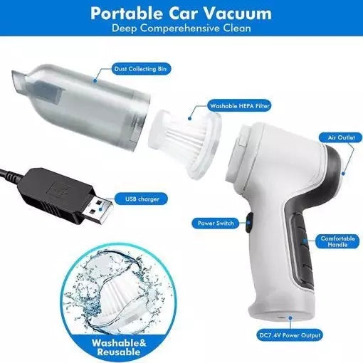 Rechargeable Handheld Multifunction Car & Home Vacuum Cleaner JB-107 - Tuzzut.com Qatar Online Shopping