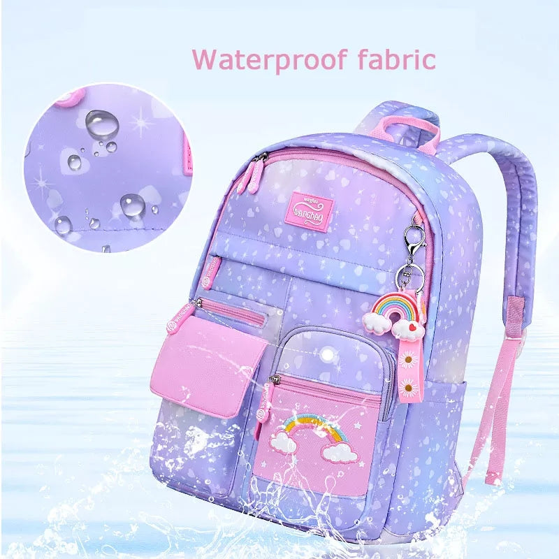 Rainbow Print Backpack Girls Waterproof 17" Large School Bag Casual Lightweight - Tuzzut.com Qatar Online Shopping