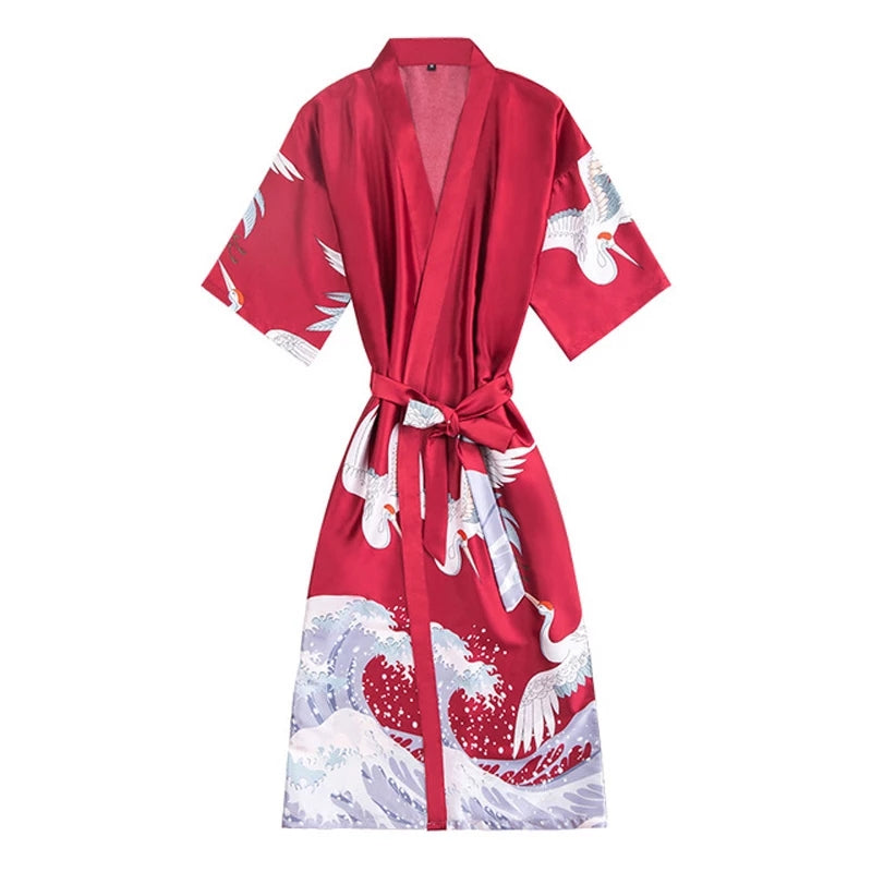 Women's Fashion Kimono Robe Summer Nightgown Rayon Bathgown Sleepwear Women's Fashion Kimono Robe Summer Nightgown Rayon Bathgown Sleepwear