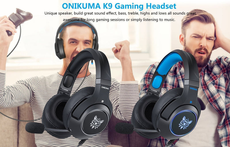 ONIKUMA K9 RGB Light Gaming Headset HD Stereo 3.5mm Audio with Mic for PS4, Xbox One, Laptop, PC - Tuzzut.com Qatar Online Shopping