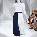 Women’s Casual Autumn Winter Turtleneck Stripe Belt Top And Skirt Dresses - Tuzzut.com Qatar Online Shopping