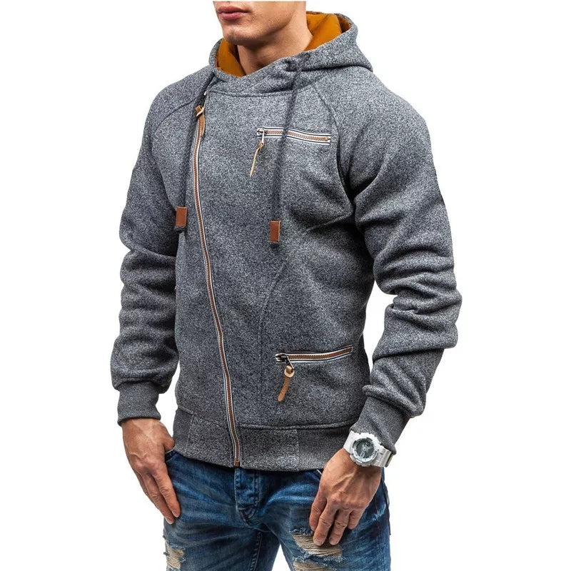 Men Winter Zipper Hooded Sweatshirt Pullover Casual Hoodie Slim Fit Jacket Tops - Tuzzut.com Qatar Online Shopping