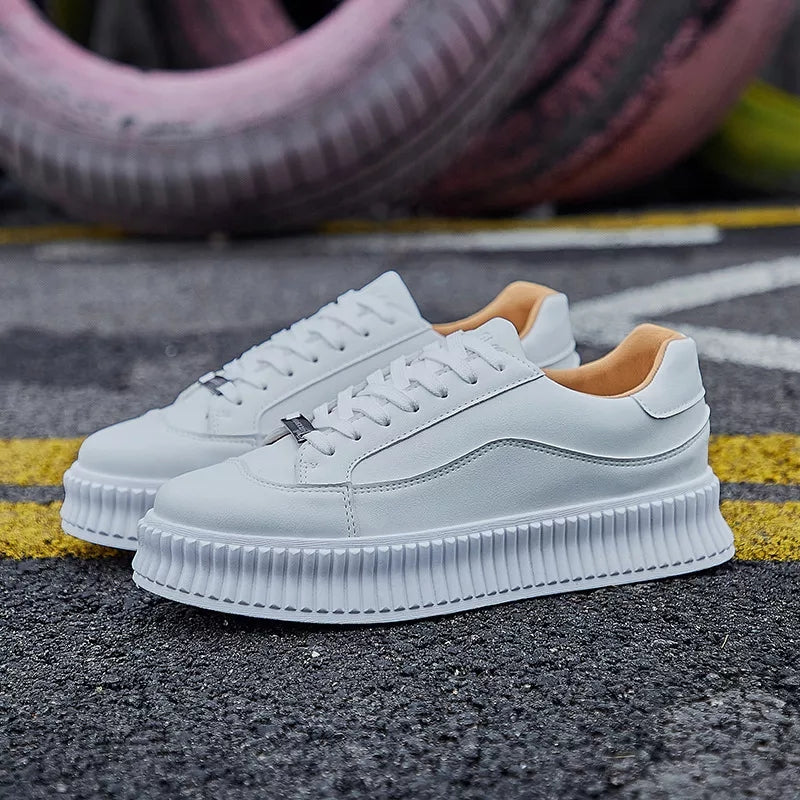 Women's White High Soled Sneaker Fashion Casual Shoes - BF001 Women's White High Soled Sneaker Fashion Casual Shoes - BF001