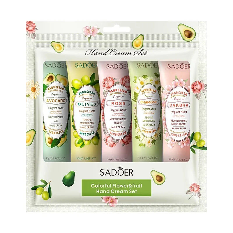 5Pcs/Lot Fruit Plant Extract Fragrance Hand Cream Set Moisturizing Repair Anti Dry Hand Lotion Sets Hands Skin Care Products - Tuzzut.com Qatar Online Shopping