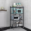 4 Layer Folding Storage Shelf Metal Rack with Rolling Wheel - Black - Tuzzut.com Qatar Online Shopping