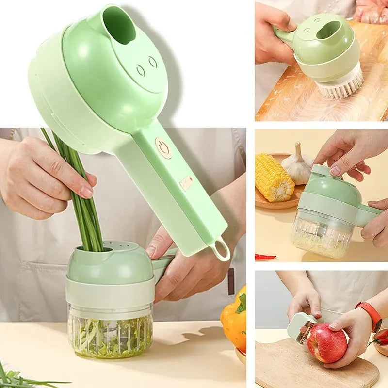  SERIZE 4 In 1 electric vegetable cutter set chili crusher  automatic garlic masher handheld vegetable cutter set kitchen tool: Home &  Kitchen