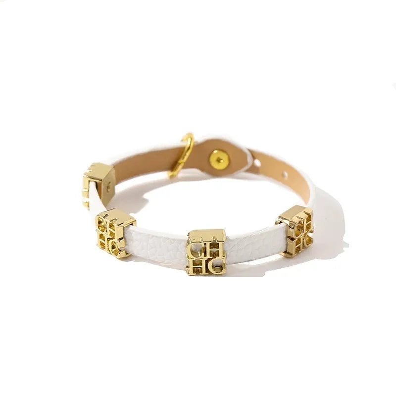 PU Leather CH Steel Letter Charms Bracelet X1398676 PU Leather CH Steel Letter Charms Bracelet X1398676