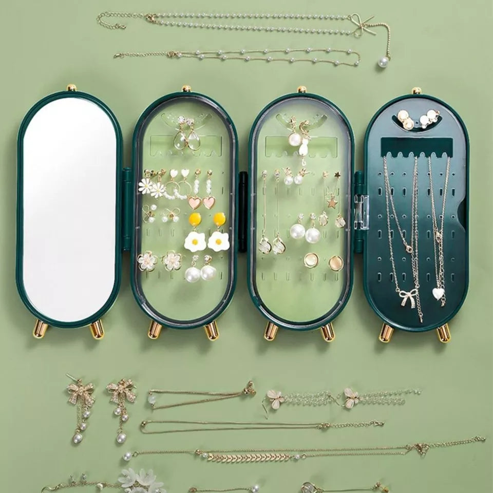Foldable Luxury Jewelry Storage Box with Mirror Foldable Luxury Jewelry Storage Box with Mirror
