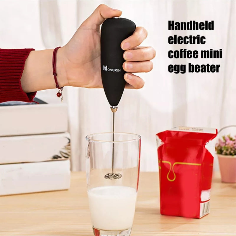 Handheld, Electric Milk Frothers with USB Rechargeable Stand, Portable Drink Mixer Pasteable Hanging Stand, Black