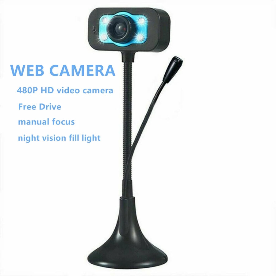 USB Digital PC Webcam 480P Driverless Camera with Microphone and