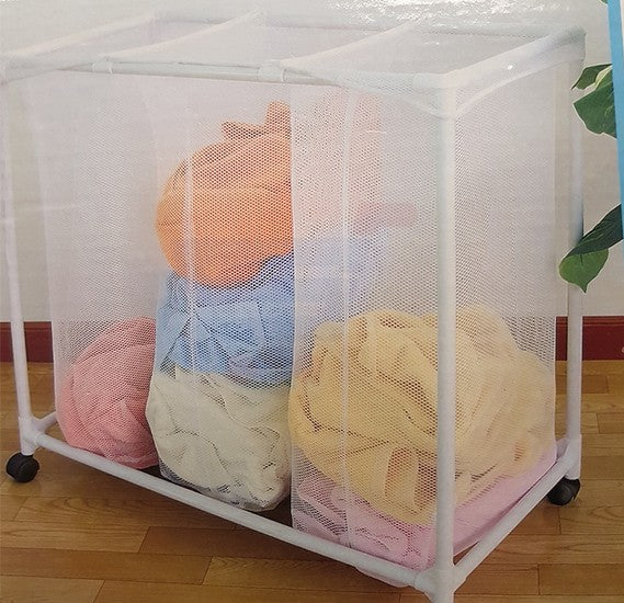 Laundry Sorter Triple Compartment with Wheels Laundry Sorter Triple Compartment with Wheels