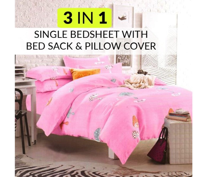 Okko 3 in 1 Single Bedsheet with Bed Sack and Pillow Cover - Pink - TUZZUT Qatar Online Store