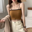 6 Pcs Women's Thin Strap Padded Tank Crop Top Seamless Bra R2023 - Tuzzut.com Qatar Online Shopping