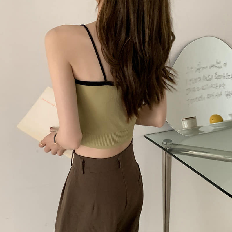 6 Pcs Women's Thin Strap Padded Tank Crop Top Seamless Bra R2023 6 Pcs Women's Thin Strap Padded Tank Crop Top Seamless Bra R2023