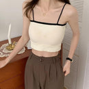 6 Pcs Women's Thin Strap Padded Tank Crop Top Seamless Bra R2023 - Tuzzut.com Qatar Online Shopping