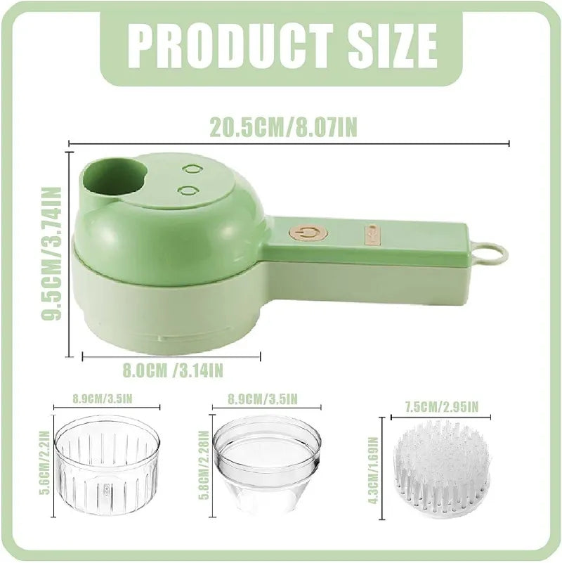Buy 4 in 1 Portable Electric Vegetable Cutter Set, Wireless Food Processor  Handheld Food Chopper with Brush and Skin-peeler, Wireless Food Processor  Garlic Slicer for Pepper Chili Onion Celery Meat in Pakistan