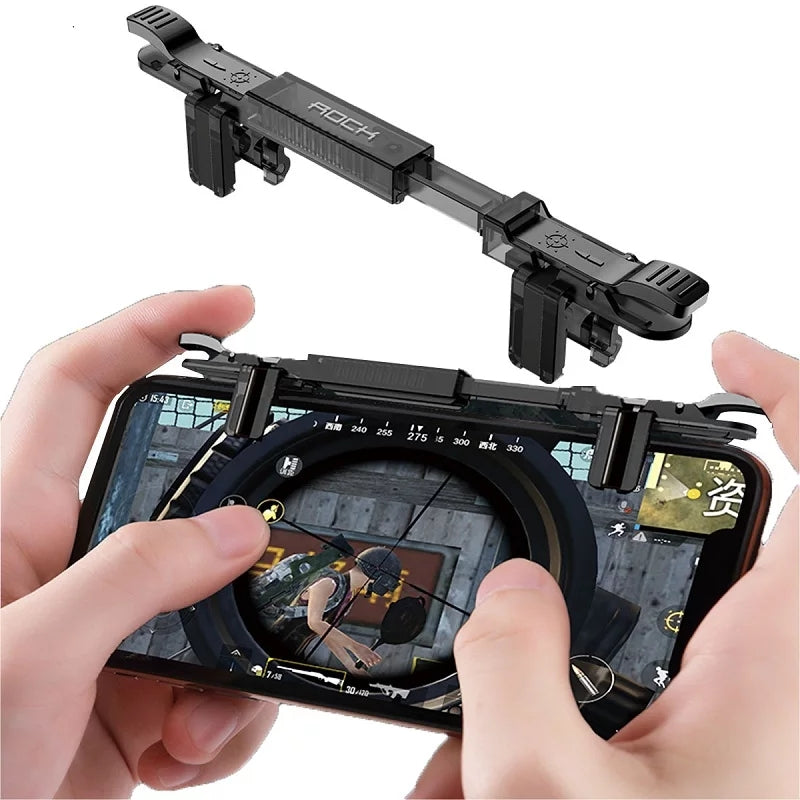 ROCK Phone Game Joystick for Pubg Mobile Four Finger Free Fire Aim Button Trigger Game Controller for pubg L1 R1 Shooter Game - Tuzzut.com Qatar Online Shopping