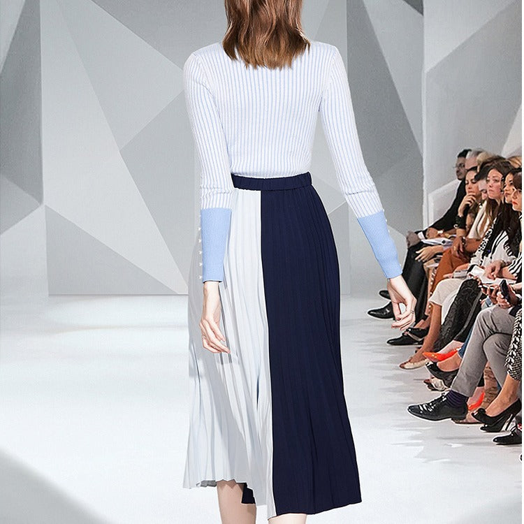 Women’s Casual Autumn Winter Turtleneck Stripe Belt Top And Skirt Dresses CD316 Women’s Casual Autumn Winter Turtleneck Stripe Belt Top And Skirt Dresses CD316