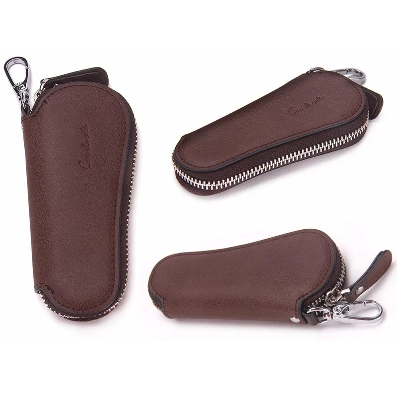 Contact's Genuine Leather Car Key Holder Zipper Case Wallet Keychain Bag-1004E Contact's Genuine Leather Car Key Holder Zipper Case Wallet Keychain Bag-1004E