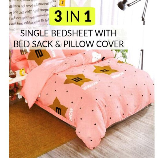 Okko 3 In 1 Single Bedsheet With Bed Sack And Pillow Cover - Peach - Tuzzut.com Qatar Online Shopping