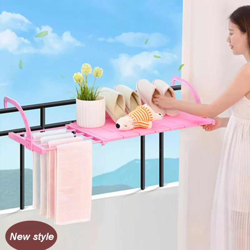 Foldable Balcony Towel/Clothes/Shoe Hanging Drying Storage Organizer - Tuzzut.com Qatar Online Shopping