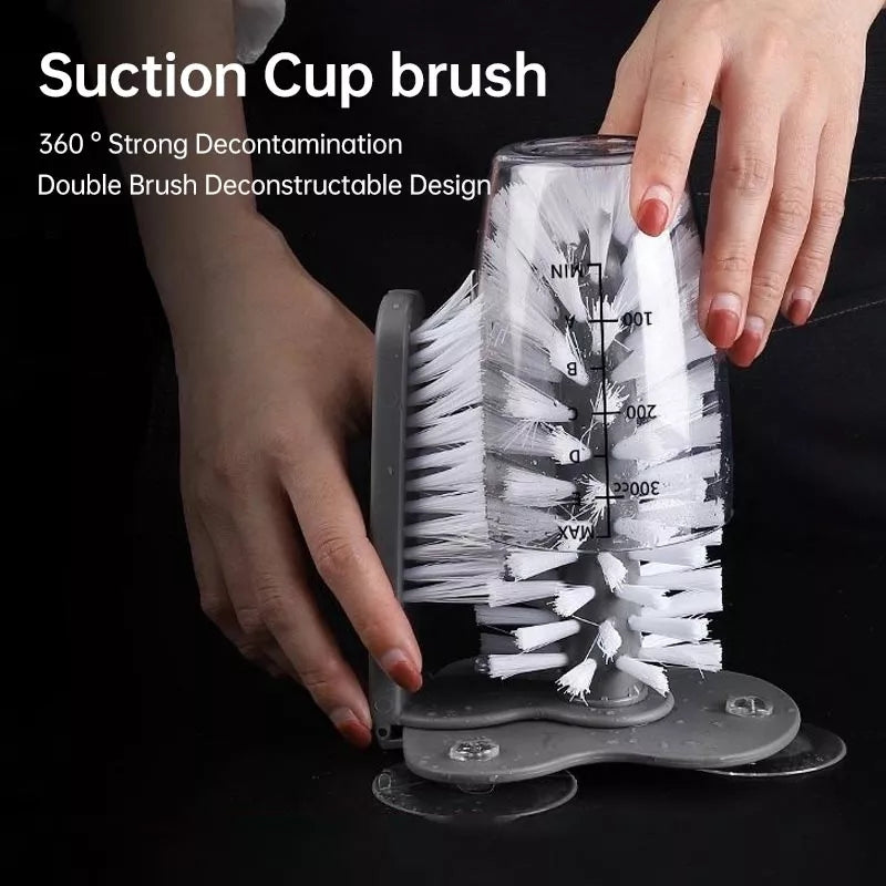 Water Bottle Cleaning Brush Glass Cup Washer with Suction Base - Tuzzut.com Qatar Online Shopping