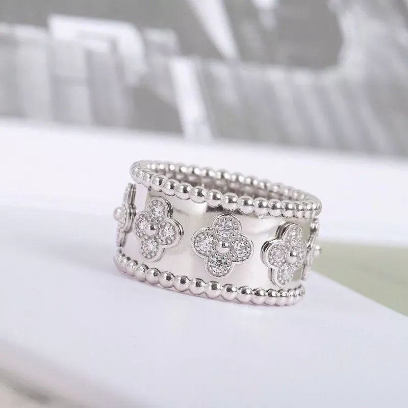 Sterling Silver Zircon Wide Kaleidoscope Ring Women's Fashion Temperament Luxury Brand High-end Jewelry S860987 Sterling Silver Zircon Wide Kaleidoscope Ring Women's Fashion Temperament Luxury Brand High-end Jewelry S860987