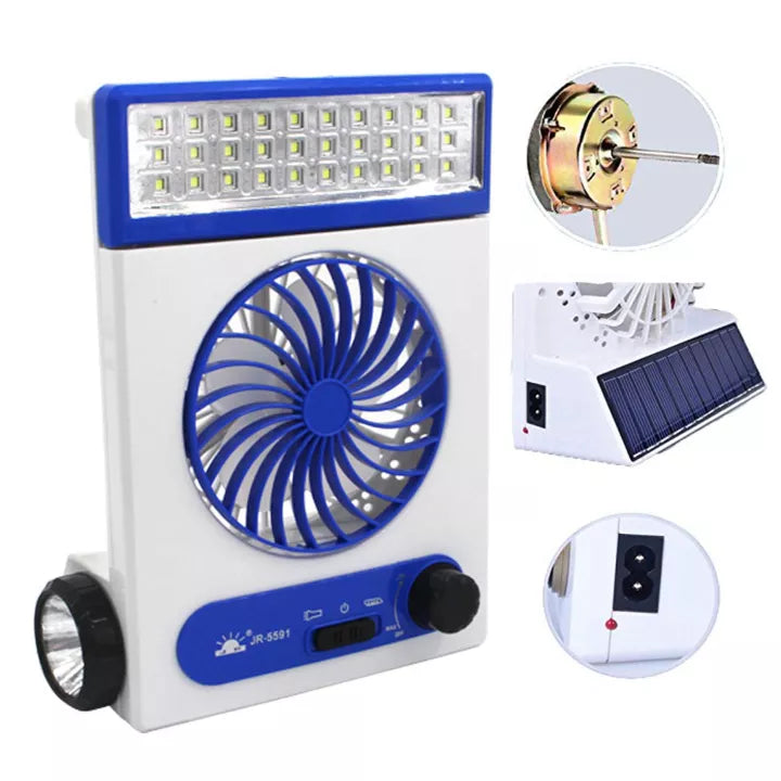 Solar Light Fan Rechargeable with Flashlight & Led light - LR 5591 - Tuzzut.com Qatar Online Shopping