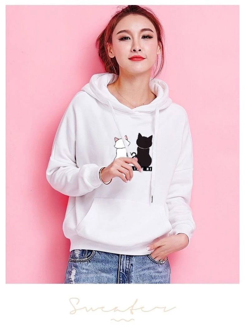 Women's Long Sleeve Cute Cat Hoodies Sweatshirt - F917 - Tuzzut.com Qatar Online Shopping