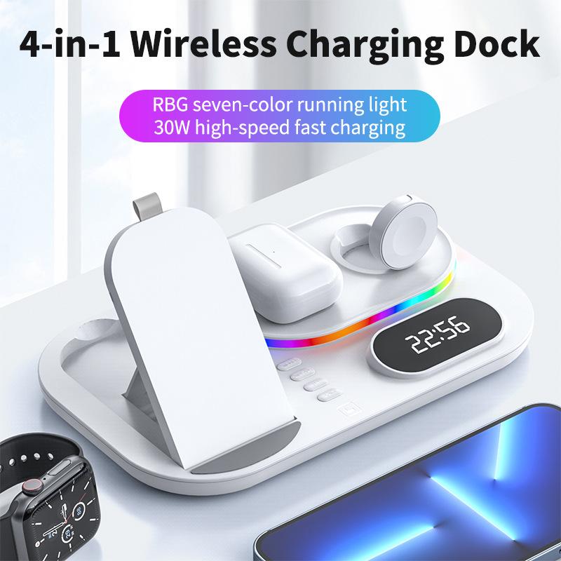 A06 4 in 1 Mobile Phone Fast Wireless Charger S4231555 - Tuzzut.com Qatar Online Shopping